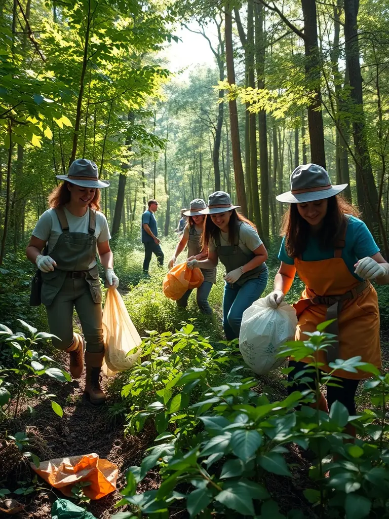 A photo of a group of members working together to maintain and improve local trails, emphasizing the club's commitment to environmental stewardship and responsible off-road riding.